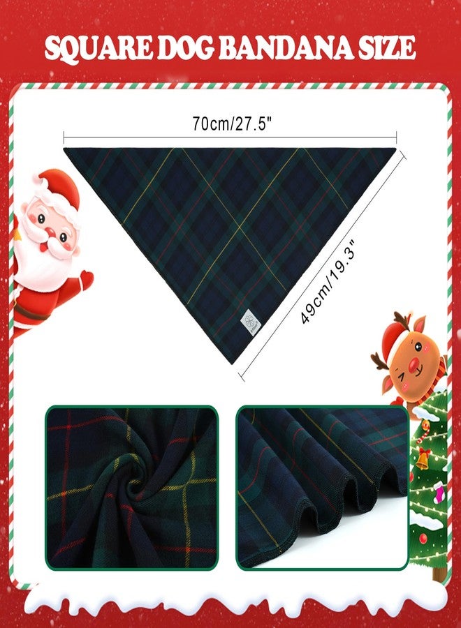 E-Clover Christmas Dog Bandanas Matching Owner Green Blue Buffalo Scarf Plaid Dog Bandana Bibs with Tartan Scarves Shawl for Medium Large Dogs Boy Mom Outfit - Image 2